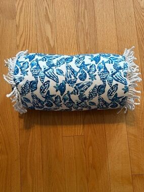 Lilly Pulitzer Blue Shell-Print Pillow with White Tassels